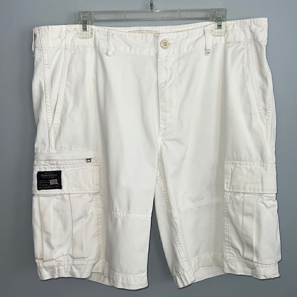 Ralph Lauren Vintage Denim & Supply Men’s 36 Cargo Shorts Thick White Cotton